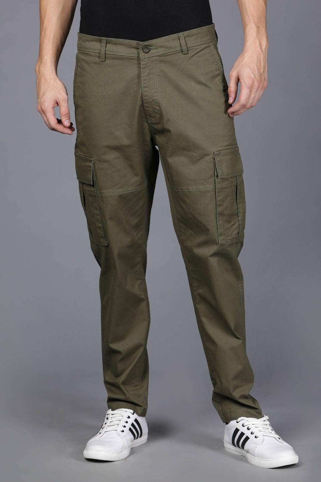 Burgoyne Mens Cotton Solids Stretchable Unstitched Trouser Fabric Dark  Olive Green